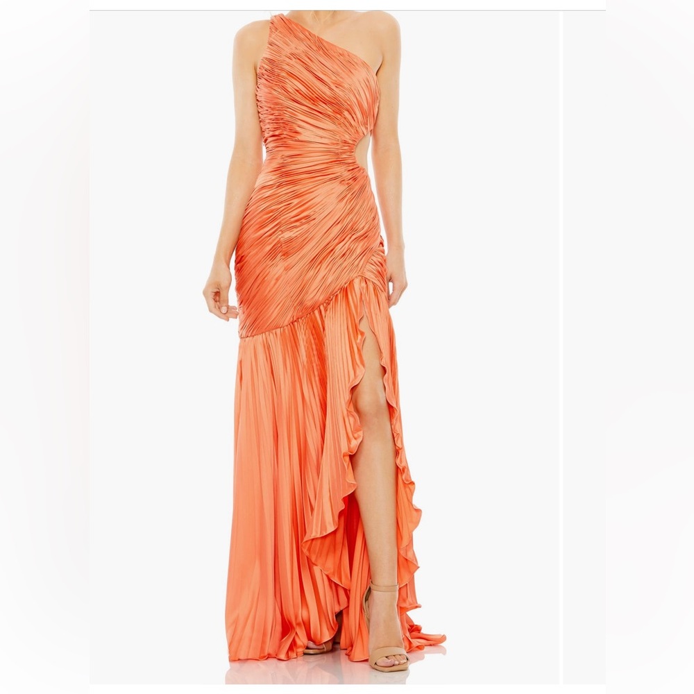 Mac Duggal One Shoulder Orange Coral Dress